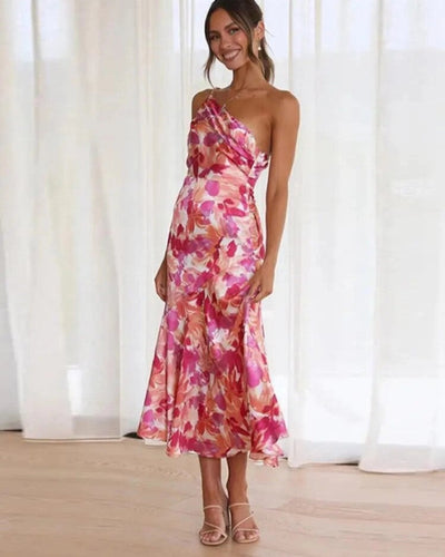 Emmy | Asymmetrisches Maxikleid mit floralem Muster