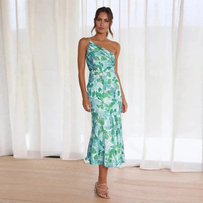 Emmy | Asymmetrisches Maxikleid mit floralem Muster