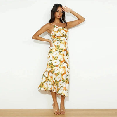 Emmy | Asymmetrisches Maxikleid mit floralem Muster