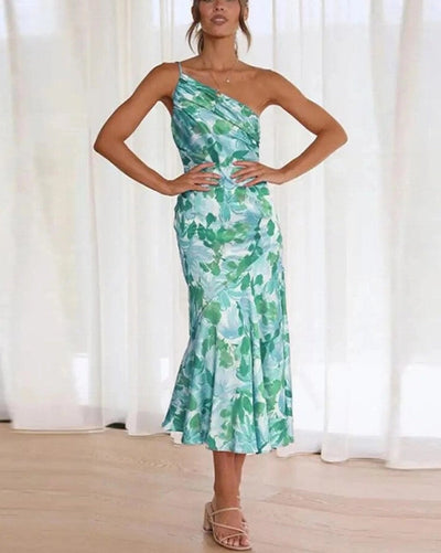 Emmy | Asymmetrisches Maxikleid mit floralem Muster