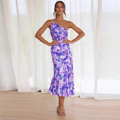 Emmy | Asymmetrisches Maxikleid mit floralem Muster