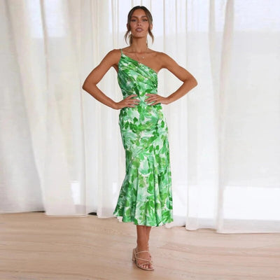 Emmy | Asymmetrisches Maxikleid mit floralem Muster