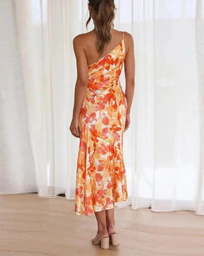 Emmy | Asymmetrisches Maxikleid mit floralem Muster